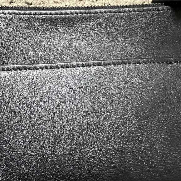 Akris Slim Pouch With Wristlet Black Leather